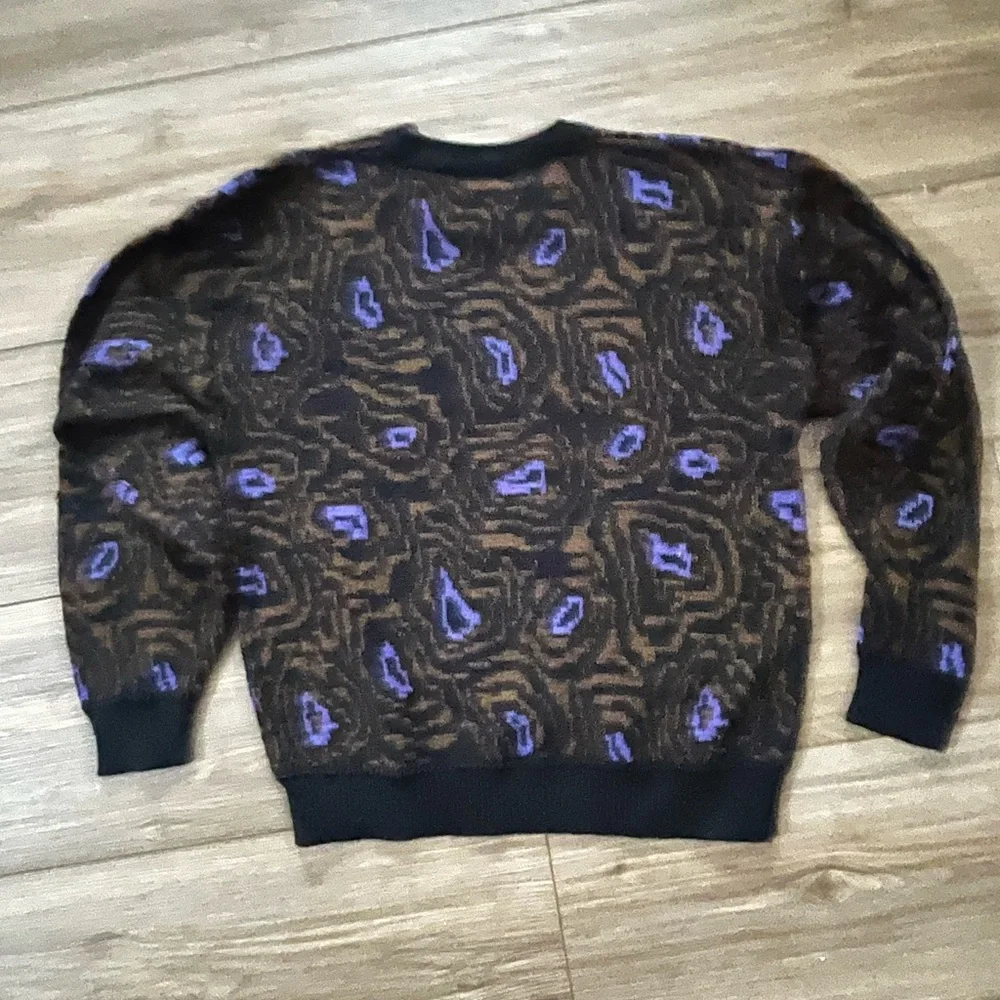 VINTAGE Men's Saturdays Brown and Purple‎ Patterned Sweater XL